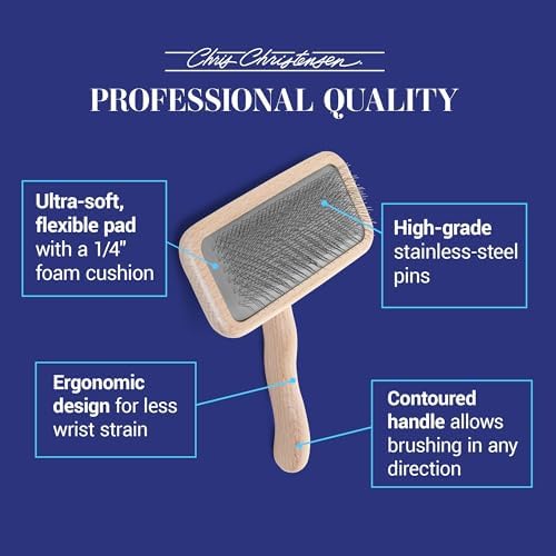 Chris Christensen Mark III Slicker Brush for Dogs, Medium, Stainless Steel, Brown