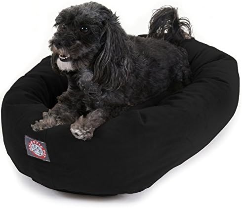 Majestic Pet Suede Calming Dog Bed, 24 Inch Small, Round, Washable, Black