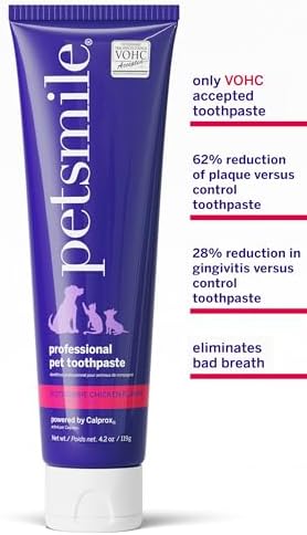 Petsmile Teeth Brushing Kit, Toothpaste + Brush, Rotisserie Chicken 4.2 Oz | Pet Toothpaste + 45° Patented Toothbrush, VOHC Accepted, Calprox® Powered, 6-Month Supply, Human-Grade, Clinically Proven