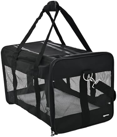 Amazon Basics Soft-Sided Mesh Pet Travel Carrier, Airline Approved, Up to 22 lbs, Black