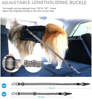 AUBELL Dog Seat Belt for Car - 2-Pack Set, Black+Grey
