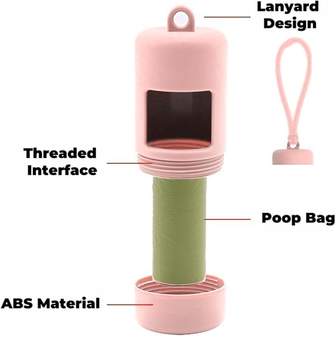 QMEAKMONY Dog Poop Bag Holder for Leashes Compact and Lightweight Poop Bag Dispenser Dog Waste Holder Easy Replacement and Cleaning (Pink)