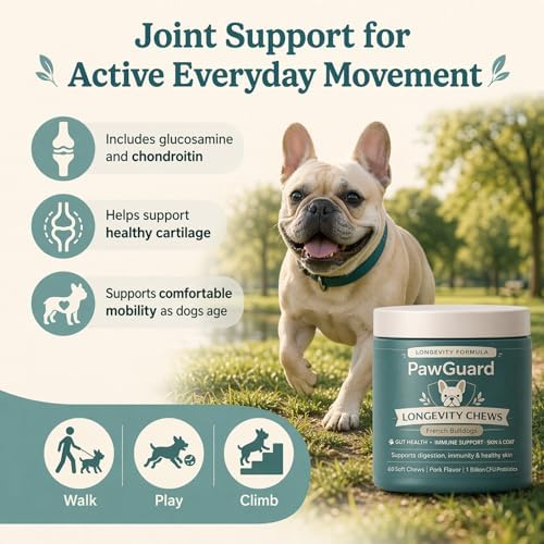 PawGuard French Bulldog Soft Chews, Pork Flavor, 60 Count