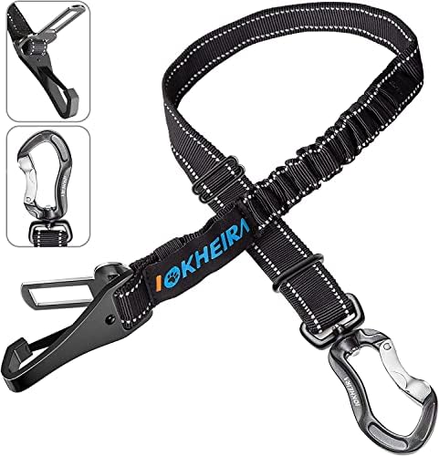 IOKHEIRA Dog Car Seatbelt, Adjustable Reflective Bungee Harness