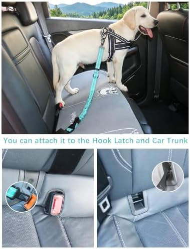 AUBELL Dog Seat Belt for Car - 2-Pack Set, Black+Teal