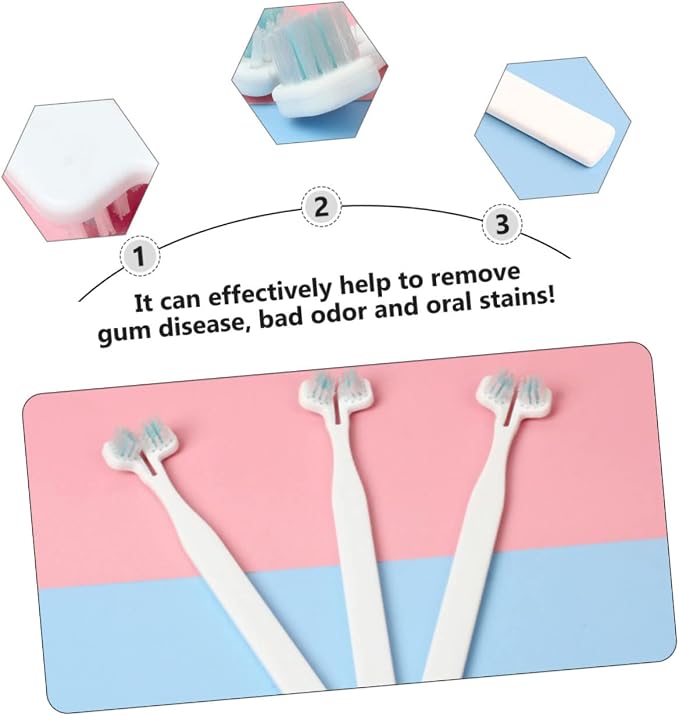 8pcs Household Pet Toothbrush Double Bristle Heads for Comfortable Dog and Cat Oral Care Soft Brush Heads for Deep Pets Teeth