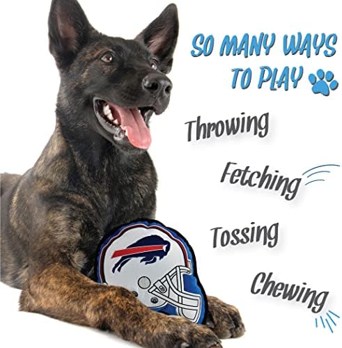 The 1st Ever Tough but Smooth Dog Toy NFL Buffalo Bills Football Helmet Tough Pet Toy. A Premium Quality Doggie Toy with Built-in Squeaker. Sports Fans Favorite Chew Toy