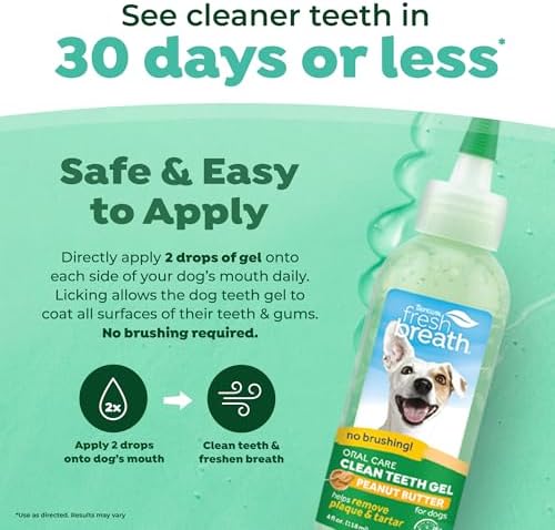 TropiClean No Brush Dog Toothpaste for Teeth Cleaning, Peanut Butter, 4oz