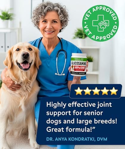 Glucosamine Treats for Dogs - Joint Supplement w/Omega-3 Fish Oil - Chondroitin, MSM - Advanced Mobility Chews - Joint Pain Relief - Hip & Joint Care - Bacon Flavor - 240 Ct - Made in USA