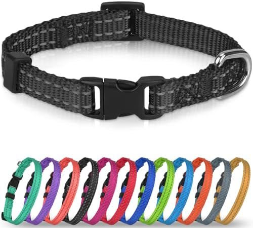 Joytale Feather-Light Puppy Collar for Extra Small Dogs, 3/8", Black