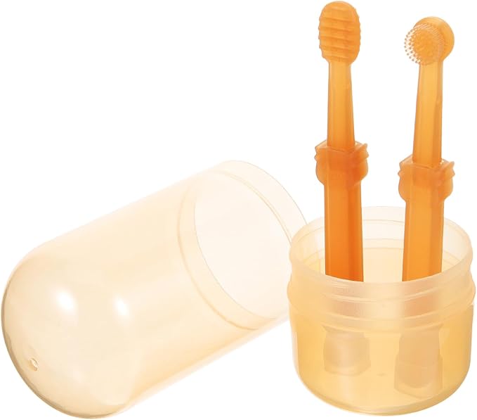 Yardwe Dog Toothbrush Set Soft Bristles Pet Tooth Brush for Dogs Cats and Other Pets Ergonomic Handle Oral Care Cleaning Tool 2 Pack with Storage Holder for Daily Dental Care