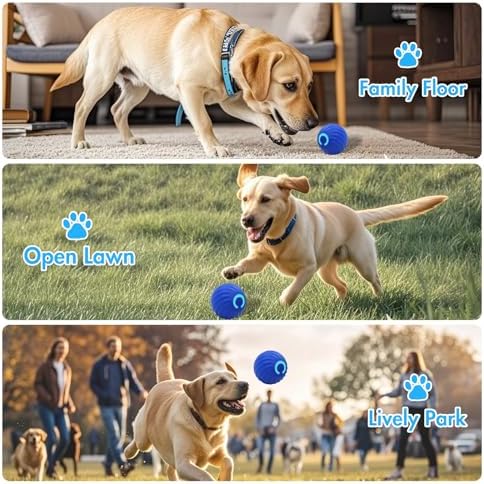 Interactive Dog Ball Toys, Automatic Rolling & Jumping Pet Ball with 2 Durable Covers, Rechargeable Smart Interactive Toy for Small Medium Dogs,Indoor Boredom,Not for Aggressive Chewers,Blue