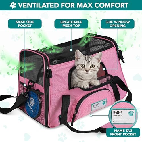 PetAmi Airline Approved Pet Carrier, Cats & Small Dogs, Large, Pink