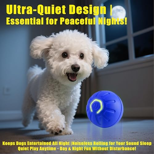 Interactive Self-Moving Pet Toy Ball - Motion-Activated Auto Rolling, Military-Grade Chew Resistant, USB-C Rechargeable for Small Dogs & Cats (Blue, Small