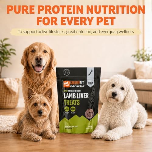 New Zealand Raw Freeze-Dried Lamb Liver 60% Protein Bites 100% Grass-Fed, Premium, Single Ingredient, Grain & Gluten Free Dog Treat & Topper. No Crumbling 6-Pack