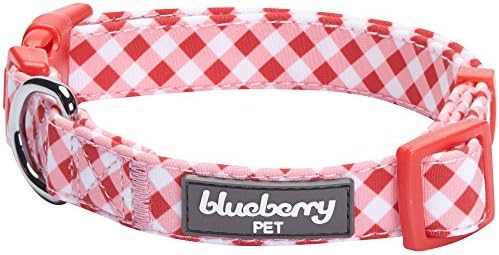 Blueberry Pet Modern Pink Plaid Adjustable Dog Bandana Collar with Bow Tie, Medium, Neck 14.5"-20"