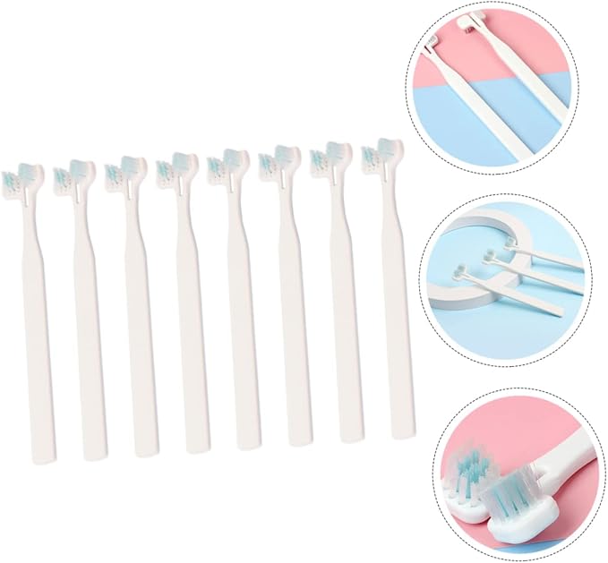 8pcs Household Pet Toothbrush Double Bristle Heads for Comfortable Dog and Cat Oral Care Soft Brush Heads for Deep Pets Teeth