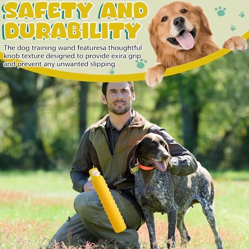 Blueweenly Yellow Dog Bumper Toy Training Dummy, 4 Pcs | Plastic Lightweight Floats on Water, Textured with Rope for Fetch, Pool Outdoor Retrieving, Summer Water Play