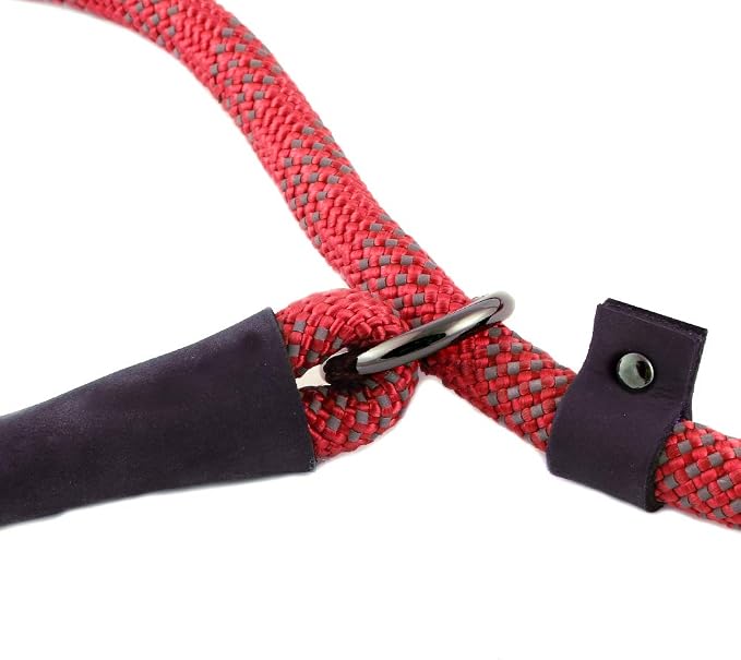 Max and Neo Rope Slip Lead Reflective 5 Foot - We Donate a Leash to a Dog Rescue for Every Leash Sold (5 FT x 1/2", RED)