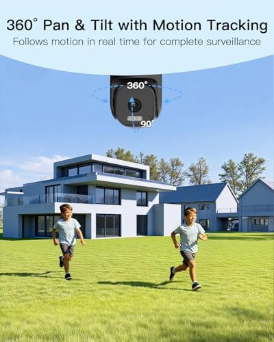 VIMTAG Pan/Tilt Outdoor Security Camera, 2.5K 4MP WiFi Home CCTV Camera, 360° View & Motion Tracking, Color Night Vision, 2-Way Audio, AI Detection Alarm, IP66, Cloud & SD Card Storage, Works w/Alexa