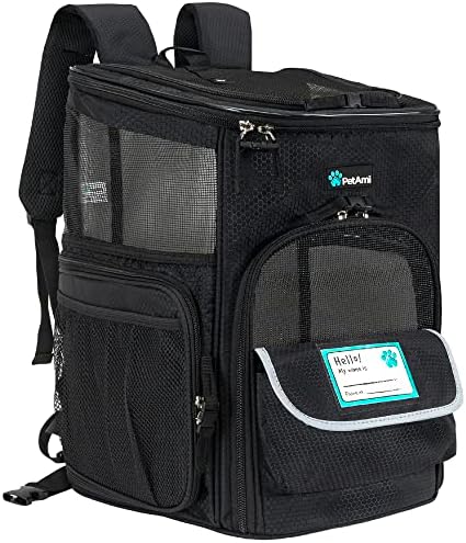 PetAmi Dog Backpack Carrier, Airline Approved, 4-Way Entry, Black