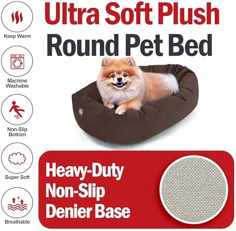 Majestic Pet Suede Calming Dog Bed, 24 Inch Small, Washable, Chocolate