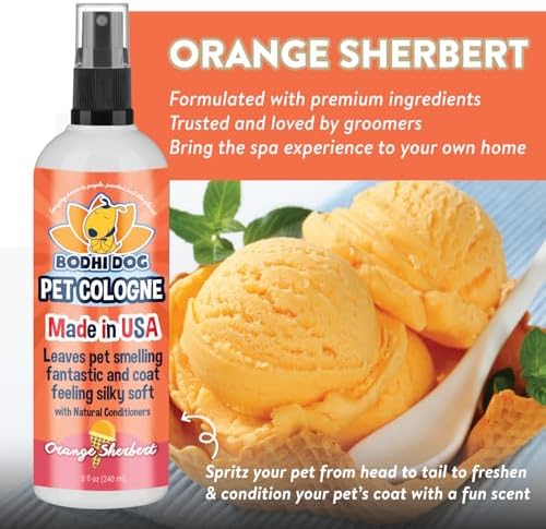 Bodhi Dog Premium Dog Cologne - Deodorizing Dog Perfume & Conditioner for Dogs & Cats - Natural Long Lasting Spray for Pets - Gentle & Safe Formula, Made in USA (Orange Sherbert 8 Fl Oz)