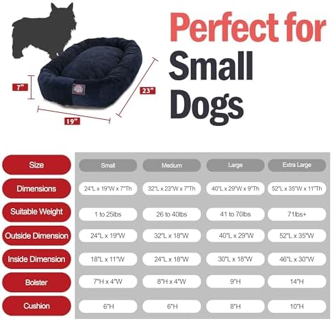 Majestic Pet Micro Velvet Calming Dog Bed, 24 Inch Small, Washable, Navy