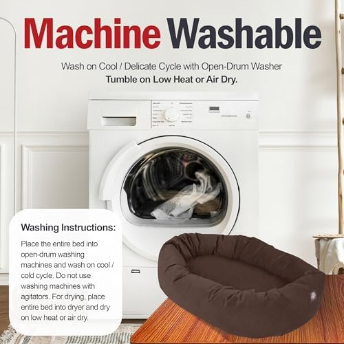 Majestic Pet Suede Calming Dog Bed, 40 Inch Large, Washable, Chocolate