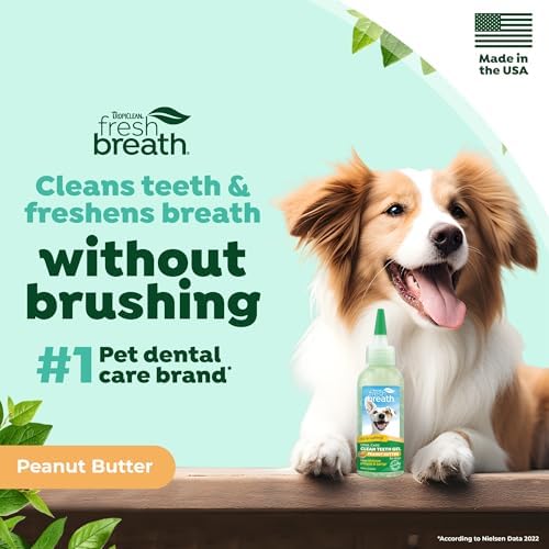 TropiClean No Brush Dog Toothpaste for Teeth Cleaning, Peanut Butter, 4oz