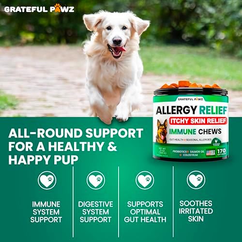 Dog Allergy Relief Chews - Dog Itch Relief - Probiotics, Omega 3, Colostrum