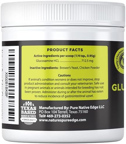 Nature's Pure Edge Original Extra Strength Glucosamine Dog and Cat Supplement Flavored with Real Chicken. Treats Painful and Damaged Joints. Large 115 gram jar.