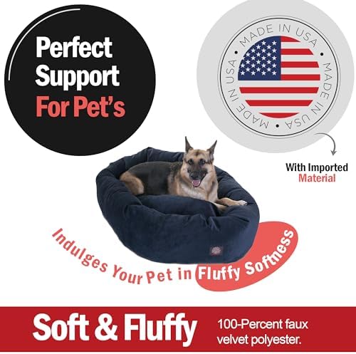 Majestic Pet Villa 52 Inch Shredded Memory Foam Dog Bed for X-Large Sized Dog 52x35x11 Inch–Orthopedic Pet Bed with Removable Washable Cover-Washable X-Large Puppy Mat with Head Support-Navy