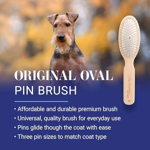 Chris Christensen 20 mm Oval Pin Dog Brush, Stainless Steel, Brown, Oval