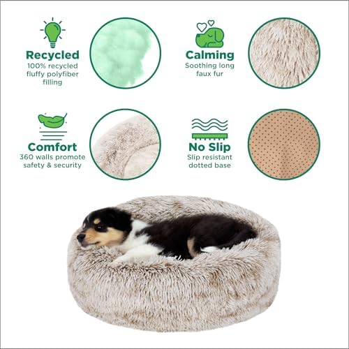 Furhaven Calming Donut Dog Bed, 45", Jumbo/XL, Driftwood Brown
