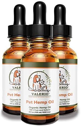 Valerio Pets Hemp Oil for Dogs and Cats - 4 Oz - Hemp Oil Drops with Omega Fatty Acids - Hip and Joint Support and Skin Health (3 Pack - 3 x 4 Oz)