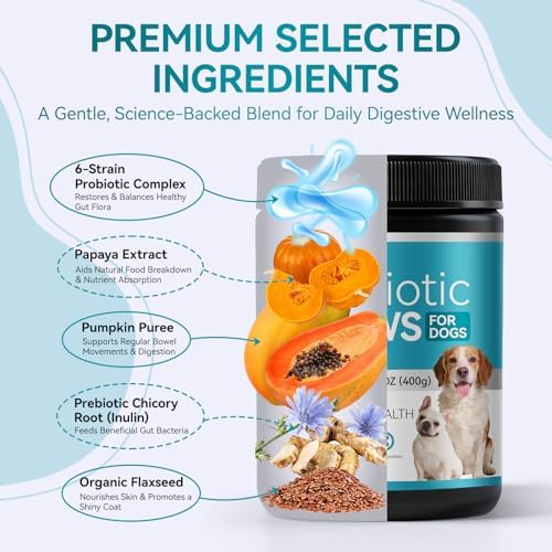 Probiotics for Dogs, 200 Soft Chews with Digestive Enzymes and Prebiotics, Daily Digestive Support for Gut Health and Stool Balance, Chicken Flavor