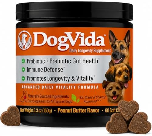 Dog Multivitamin Soft Chews with Probiotics & Omega 3 for Gut, Immune & Skin Support - Daily Wellness Treats for Dogs of All Breeds & Sizes - Peanut Butter Flavor, 60 Count, Made in USA
