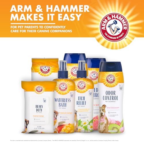 Arm & Hammer Deodorizing Dog Shampoo, Kiwi Blossom, 20 Fl Oz, 2-Pack | Tearless, moisturizing baking soda formula for sensitive skin, safe for dogs and puppies during regular baths