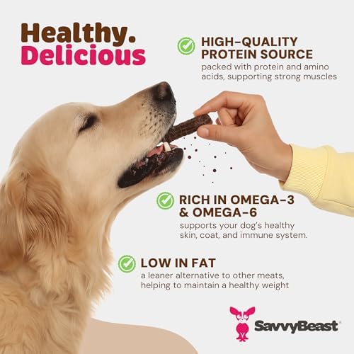 SavvyBeast Dehydrated Venison Dog Treats, Hypoallergenic, USA Made, 5 oz