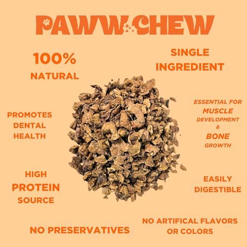 PAWW CHEW Beef Lung Dog Treats - Single Ingredient, High Protein, 1 LB