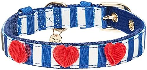 Blueberry Pet 4 Patterns Bon Voyage Sea Lover Adjustable Dog Collar in Chunky Nautical Blue Stripes, Neck 9-12.5", for Small Breed