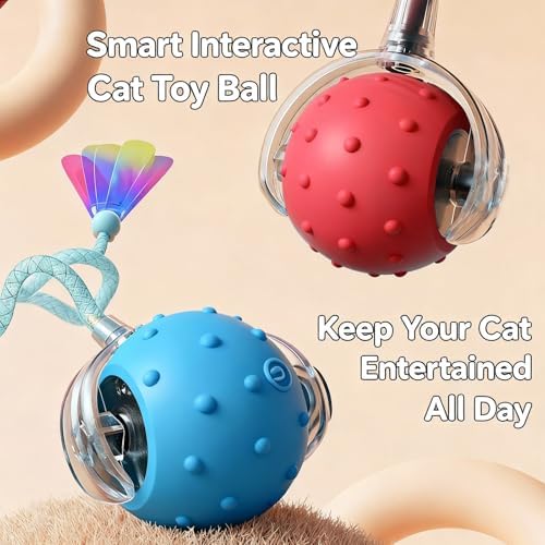 Interactive Cat Toys for Indoor Cats,3-Tails,Automatic Moving Kitten Toys | Cat Toys for Bored Indoor Adult Cats,Smart Rechargeable Cat Enrichment Toys for Cats to Keep Them Busy, Cat Balls