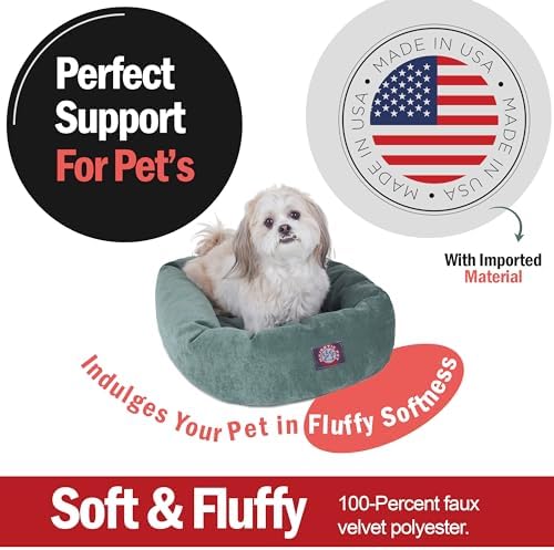 Majestic Pet Micro Velvet Calming Dog Bed, 24 Inch Small, Washable, Azure