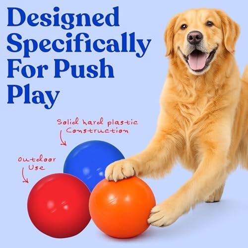 Doggie Dooley Virtually Indestructible Dog Ball - 8 Inch Hard Plastic Interactive Dog Toy for Large Breeds Over 35+ lbs - Built for Herding & Push Play - Floats in Water, Made in USA - Orange