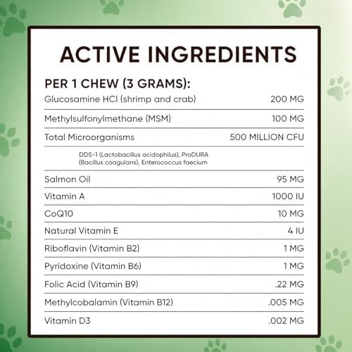 Multivitamin Daily Soft Chews for Dog, 5 in 1 multivitamin for Hip & Joint, Heart Health, Skin & Coat, Gut & Immune Support, with Probiotics, Vitamin A/D3/E, Beef Flavor, 60 Chews (1)