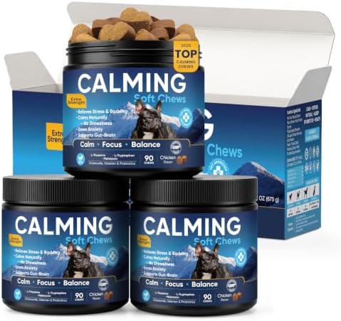 Dog Calming Chews 270 Count Dog Calm Treats Chicken Flavor for All Breeds, 270-Pack, 270 Count