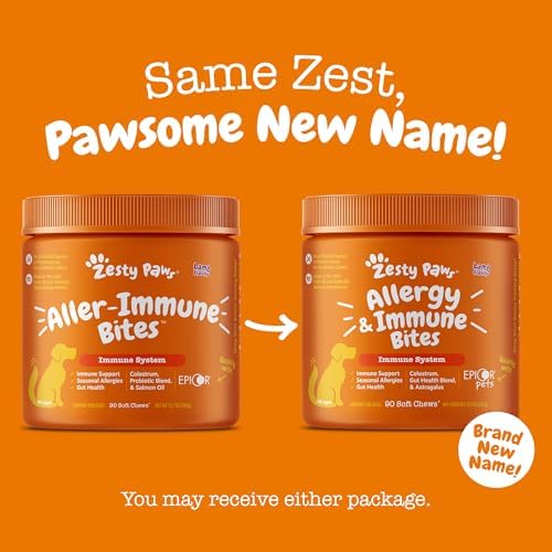 Zesty Paws Allergy Immune Bites - Dog Allergy Chews, Dog Probiotics for Itchy Skin and Ears, Lamb, Mini, 90ct (Pack of 3)