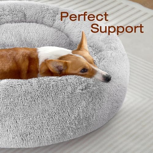 JOLLYVOGUE 20" Calming Donut Dog & Cat Bed