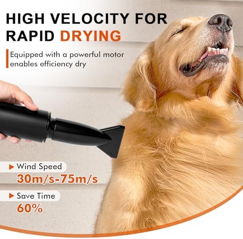 IVY&LANE Dog Hair Dryer for Pet Grooming,High Velocity Dog Dryer Force Blower with 4 Nozzles,Adjustable Speed and Temperature Control Dogs Blow Dryer,Noise Reduction,Purple